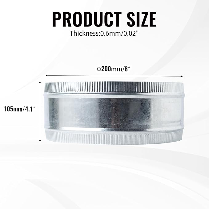 8 Inch Round Galvanized Steel Duct Connector - Image 2