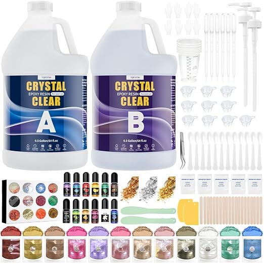 Epoxy Resin 1 Gal-Transparent Epoxy Resin Kit, Include 12 Pigments, Mica Powder by Unknown