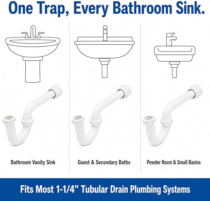 1-1/4 Inch P-Trap Kit, Polypropylene Tubular - Image 7