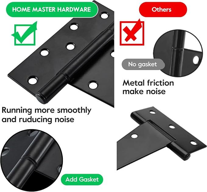 HOME MASTER HARDWARE 10" Heavy Duty Gate Hinges, 2 Pack T Strap Hinges | Steel - Image 5