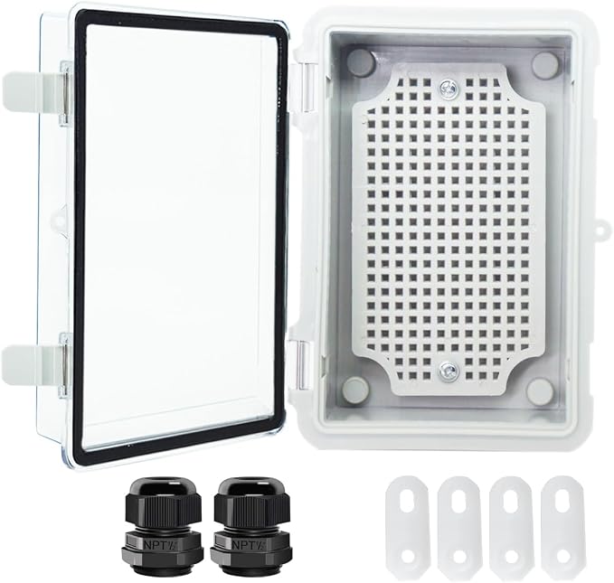 Junction Box, Hinged Clear Cover IP67 Waterproof ABS Project Box by Otdorpatio