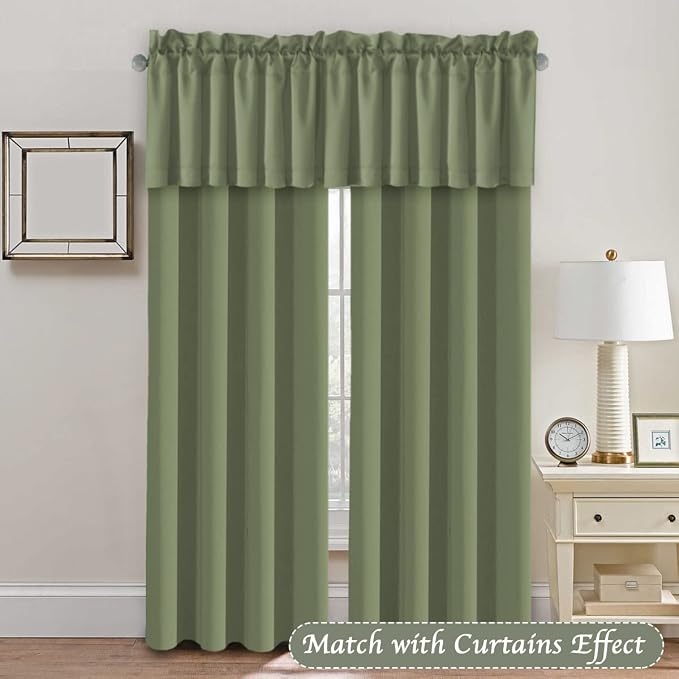 H.VERSAILTEX Blackout Sage Green Curtains Valances - Image 3