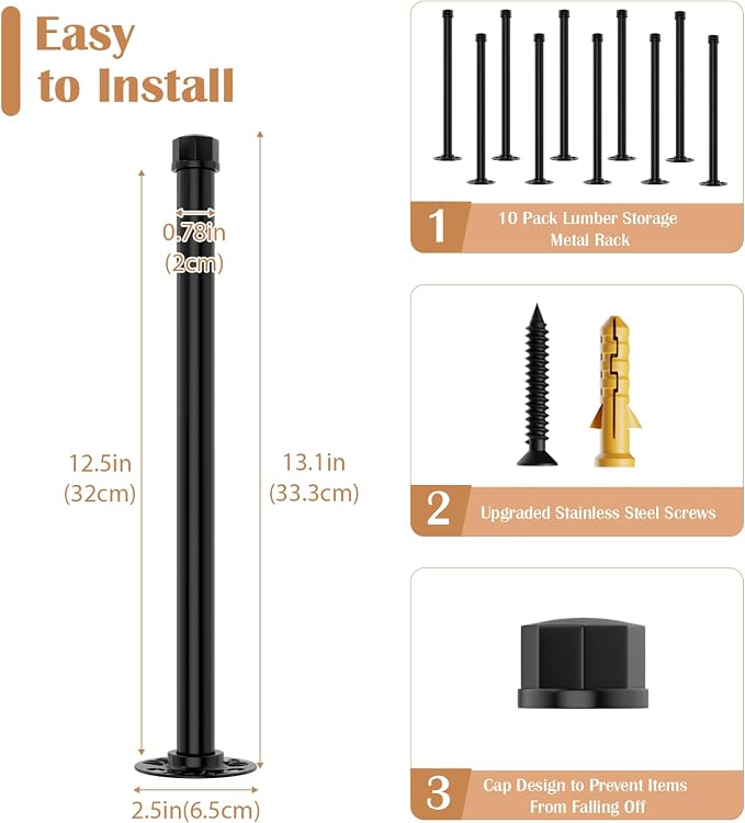 Pipe Shelf Bracket Set of 10 Floating Shelving Bracket 12 Inch | Heavy Duty - Image 2