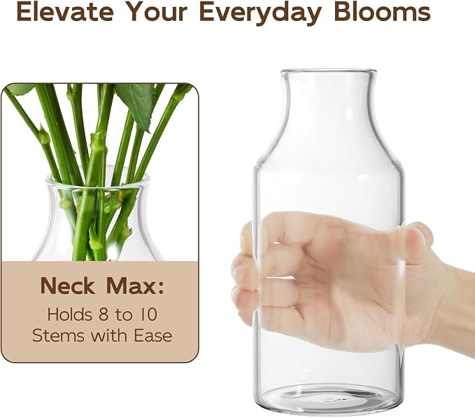Clear Glass Vase, Small Glass Flower Vase, 7.6 inch Mini Vase - Image 4