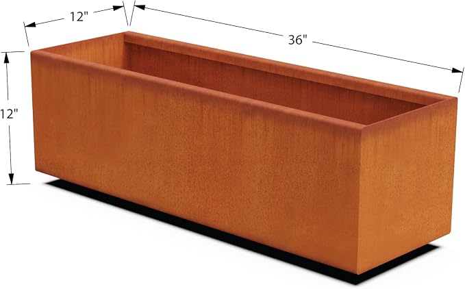 Large Rectangular Planters for Outdoor Plants – 36x12x12 Corten Steel Planter - Image 5