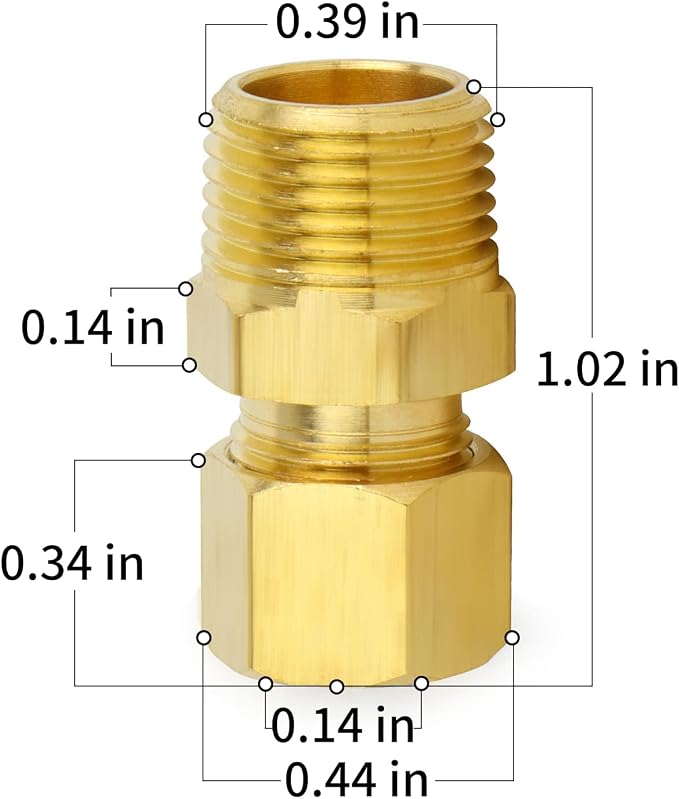 ChillWaves Brass Compression Tube Fitting, 1/8" OD x 1/8" NPT Male Compression - Image 2