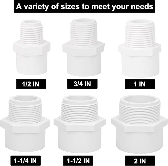 3Pack 2" PVC Male Adapter Pipe Fittings, 2-Way PVC Hose Adapter Coupling - Image 5