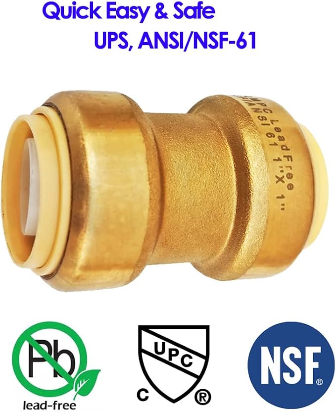 1" Pex fitting Straight Coupling Push Fit PEX Fittings, Push-to-Connect Copper - Image 8