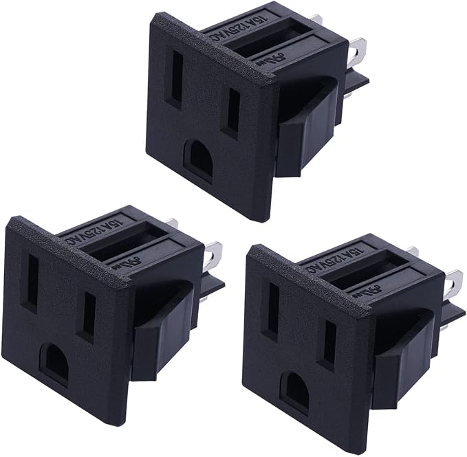 weideer 3Pcs 3 Pins US Power Socket Plug Panel AC 15A 125V Panel Mount Outlet by weideer
