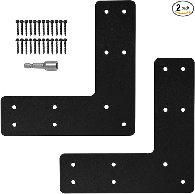 L Post Bracket 2PCS, 10x10'' L Flat Mending Plate by XZWMY