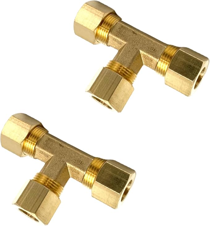 2 Pcs 3/8" Compression Tee, 3/8" OD x 3/8" OD x 3/8" OD Copper Tubing Fittings - Image 3