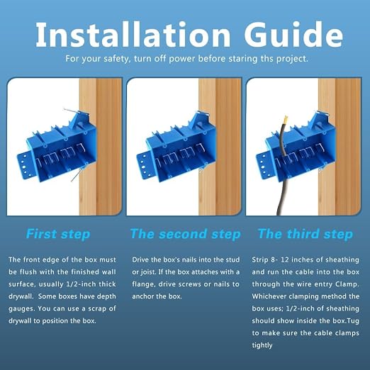 Adjustable 3 Gang Electrical Box, 49 Cu in, 12 Pack, ETL Listed | Features 49 - Image 3