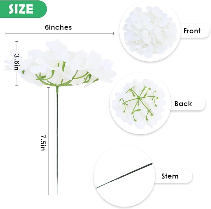 AVIVIHO 65pcs White Flowers Hydrangea Artificial Flowers Bulk Ivory White Fake - Image 4