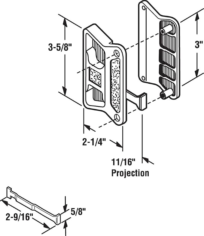 Prime-Line A 168 Black Plastic, Sliding Screen Door Latch and Pull, fits - Image 2
