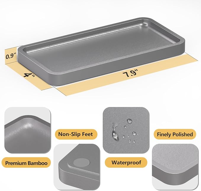 Weenson Bamboo Bathroom Vanity Tray, 7.9" x 4" x 0.8" | - Image 2