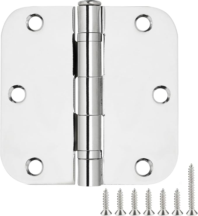 TDCHINGES Rounded Door Hinges Polished Chrome 3.5 Inch 5/8" Lasting Mute | 1 by TDCHINGES