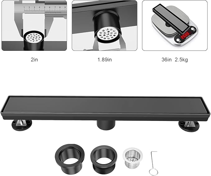 EXF Linear Shower Drain 36 Inch Matte Black - Image 7
