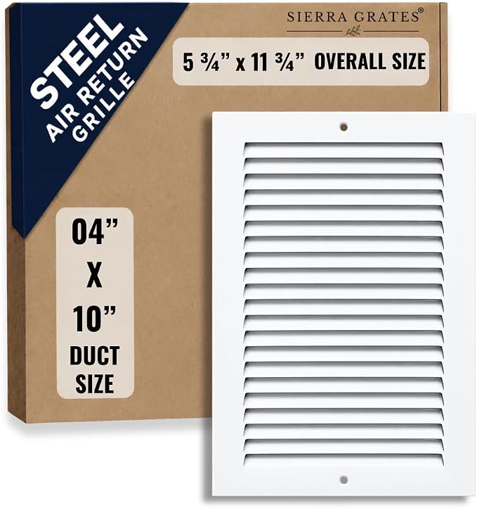 4x10 Air Return Vent Cover, Solid Steel White, 8 Pack - Image 2