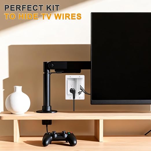 Recessed TV Outlet for in Wall Management Kit Set Box-Two-Hole Socket, TV Wall - Image 7