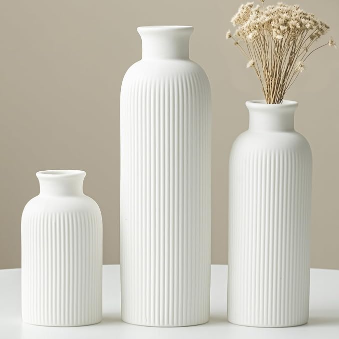 Modern Ceramic Vase Set, 3-Piece Decorative Vases by Vaurcesavase