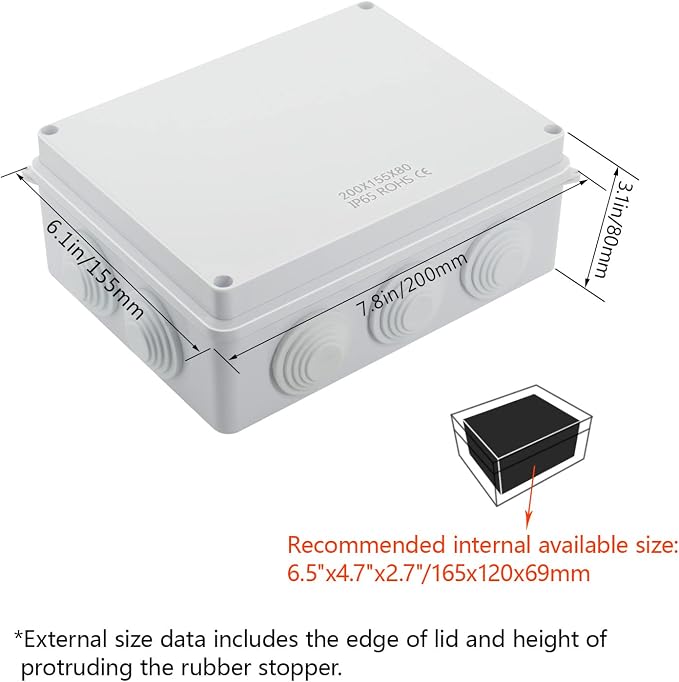 ABS Plastic Dustproof Waterproof IP65 Junction Box Universal Electrical Project - Image 2
