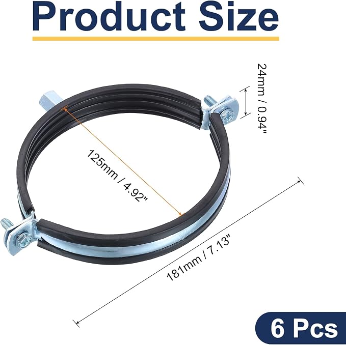 uxcell 6 Pcs Split Ring Pipe Hanger, 125mm/4.9inch Adjustable Pipe Bracket - Image 2