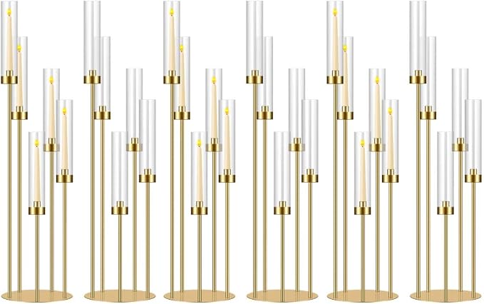 35in 6 Set Gold Candelabra Candle Centerpieces by MEISHAONV