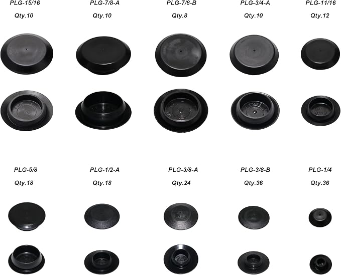 182pcs Auto Body Black Plastic Hole Plug Button and Flush Mount Sheet Metal - Image 3