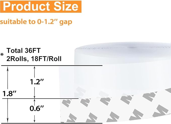 36 Ft Weather Stripping Door Seal Strip Tape, Silicone Door Draft Stopper - Image 2