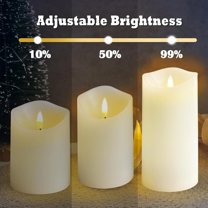 LEDHOLYT Rechargeable Flameless Candle, Flashing LED Pillar Real Wax Candle - Image 3