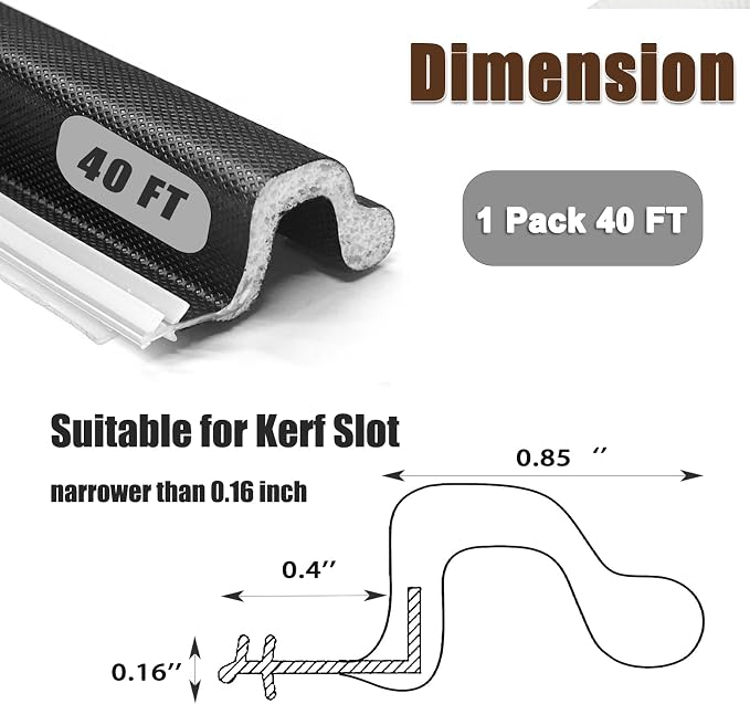 40 FT Door Frame Extra Thick Kerf Non-Adhesive Weather Stripping Seal Strip PU - Image 2