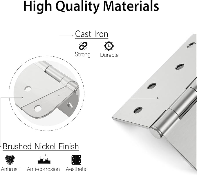 HOSOM 18 Pack Brushed Nickel Exterior Door Hinges 4 Inch - Image 4