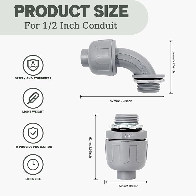 30 Pack 1/2 Inch Liquid Tight Connectors - Image 2