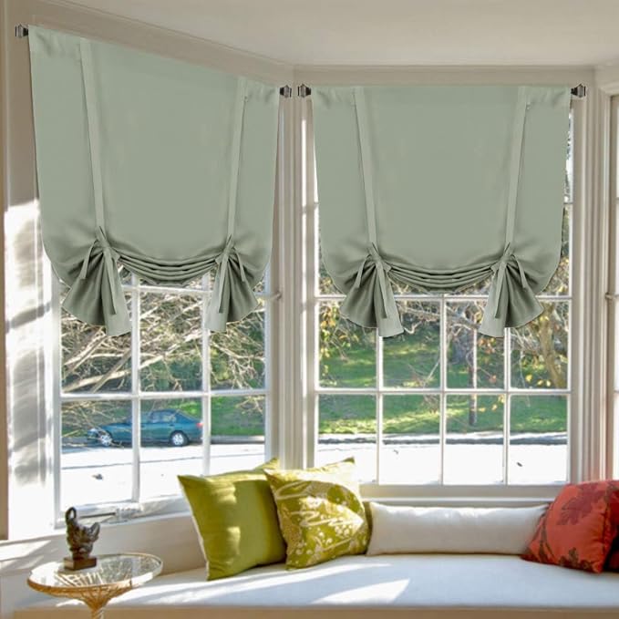 H.VERSAILTEX Solid Blackout Curtain Energy Efficient Tie Up Shades Rod Pocket by HVERSAILTEX