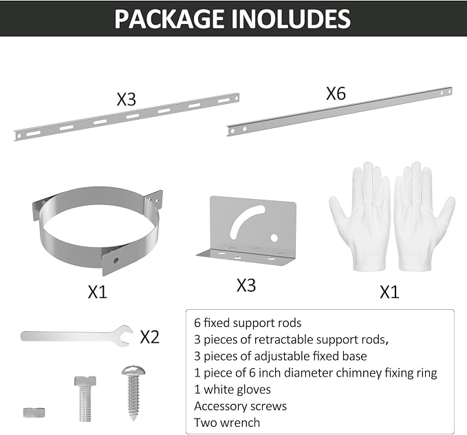 Adjustable Stainless Steel Chimney Roof Support Bracket Kit, 6 Inch Extended - Image 4