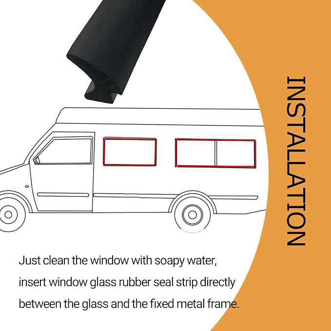 RV Window Seal, W: 1/4" x H: 1/2" Rubber Windshield Gasket, RV Window Weather - Image 6