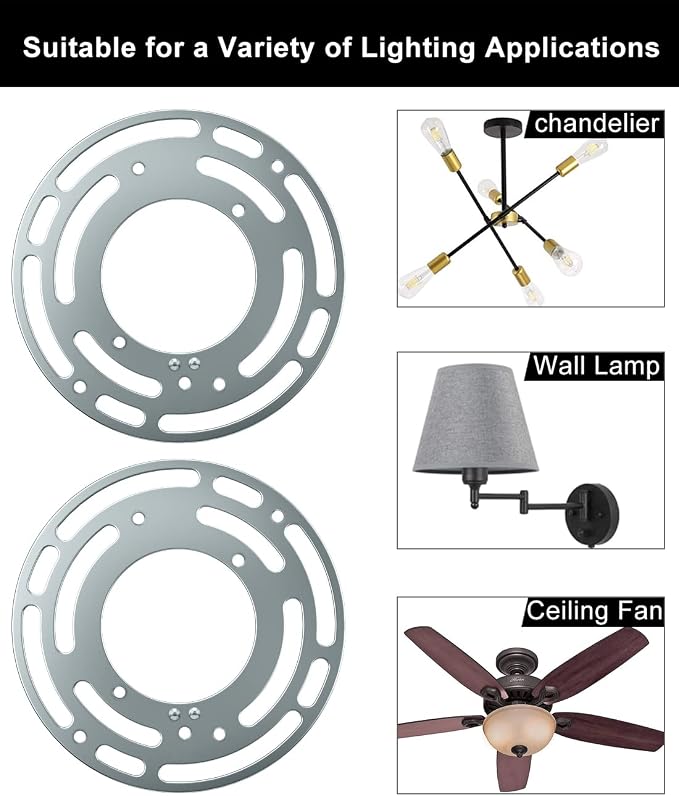 Qc 2 Pack Universal Light Fixture Mounting Bracket, 4 Inches Diameter Steel - Image 2