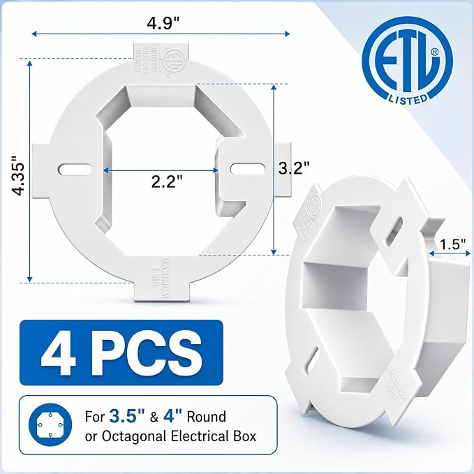 Copkim 4 Pcs Round Electrical Box Extender 4.35 x 1.5 Inches Ceiling Box - Image 4