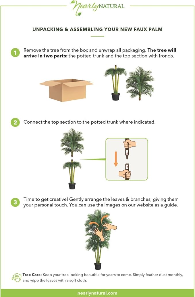 Nearly Natural 6.5 ft Artificial Golden Cane Palm Tree - Image 8