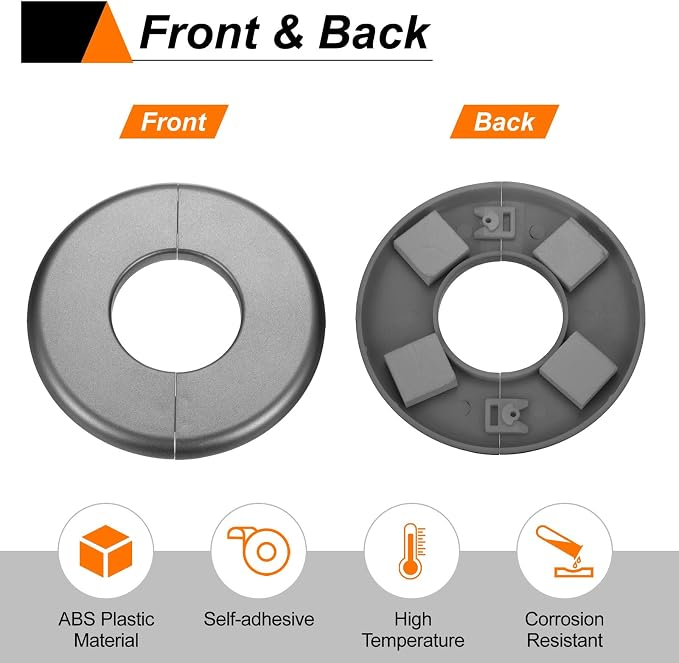 HARFINGTON 2pcs Wall Split Flange 11mm/0.4" Self-Adhesive Plumbing Cover Plates - Image 5