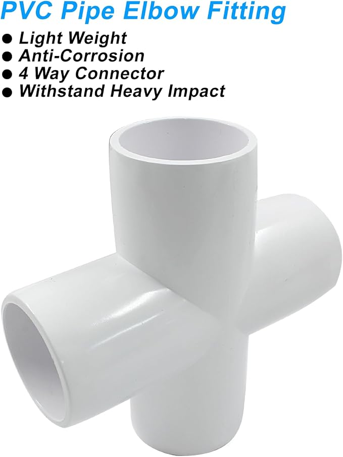 Piutouyar 4 Pcs 1" Cross Elbow PVC Pipe Fitting, 4 Way | Furniture Grade Pipe - Image 5