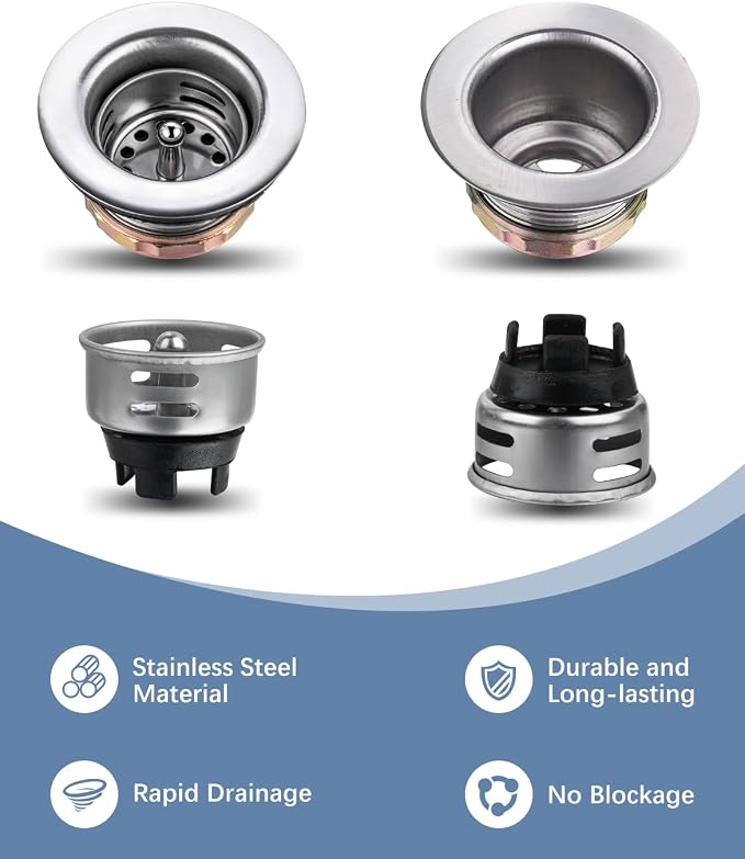 2-inch rv Sink Drain Kit, Bar Sink Drain Strainer Basket Assembly 2 PCS - Image 5