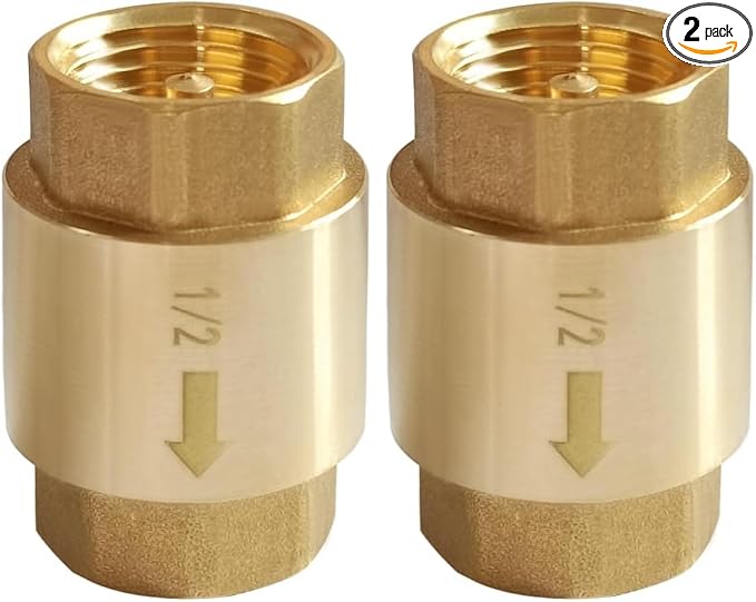 Uenede Solid Brass 1/2 Inch In-line Spring Check Valve 1/2" NPT Female Thread by Uenede
