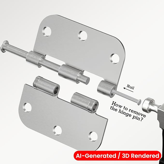TDCHINGES Rounded Brushed Nickel Door Hinges 3.5" 5/8" Radius Lasting Mute | 1 - Image 4