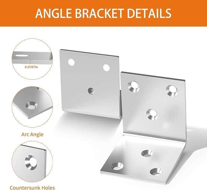 20Pcs Stainless Steel Angle Bracket 2In Heavy Duty Corner Brackets - Image 6