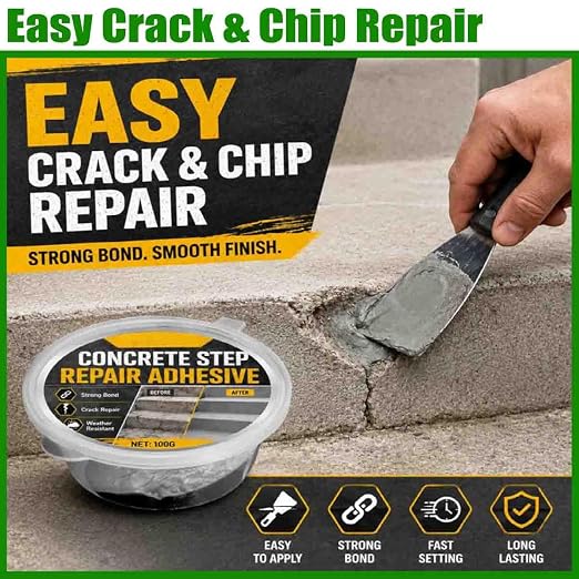Concrete Step Repair Adhesive, Concrete Crack Filler Outdoor 100g，3pcs | Heavy - Image 3