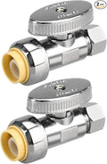 2pcs Brass Straight Stop Valves, 1/2" PTC Input, 3/8" OD Compression Output | by PXZBLG