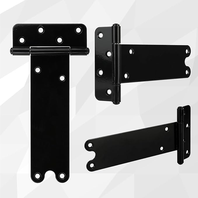 2 Pack 8” Heavy Duty Gate Hinges, 300 Lbs Capacity Black Door Hinges | T Gate - Image 7