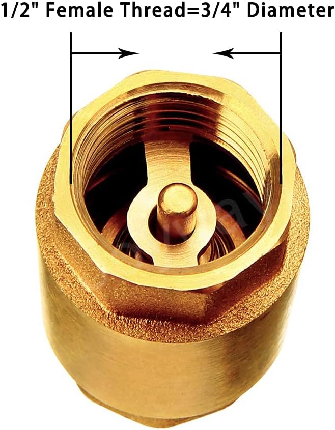 Joywayus Brass Check Valve 1/2" NPT Thread Female One Way Backflow Preventer - Image 2
