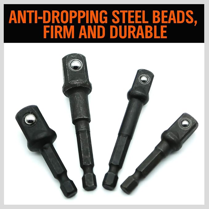 HORUSDY 8-Piece Impact Sockets Adapter Sets, Hex Shank 1/4" 3/8" 1/2" - Image 7